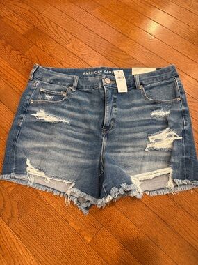 American Eagle Outfitters Distressed Denim curvy midi Dream short size 18